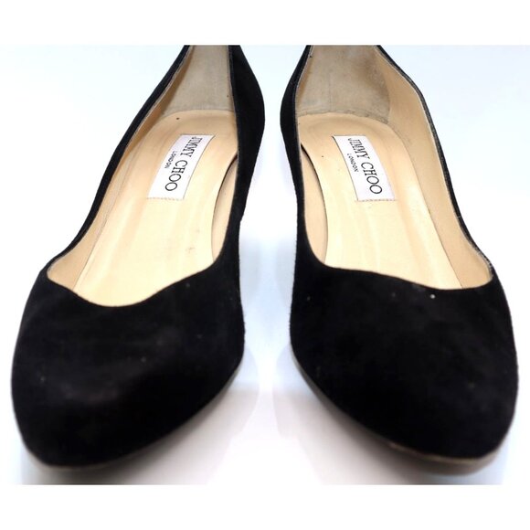 Jimmy Choo Black Suede Pumps Italy 38.5 Pointed Toe Stiletto Vintage Old Money - Picture 7 of 7